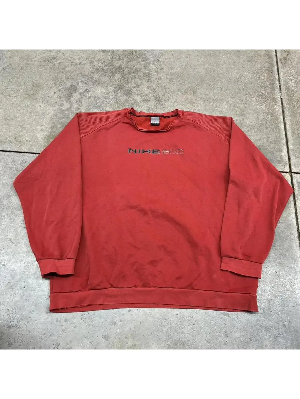 vintage nike red and black spell out center swoosh crewneck size xl